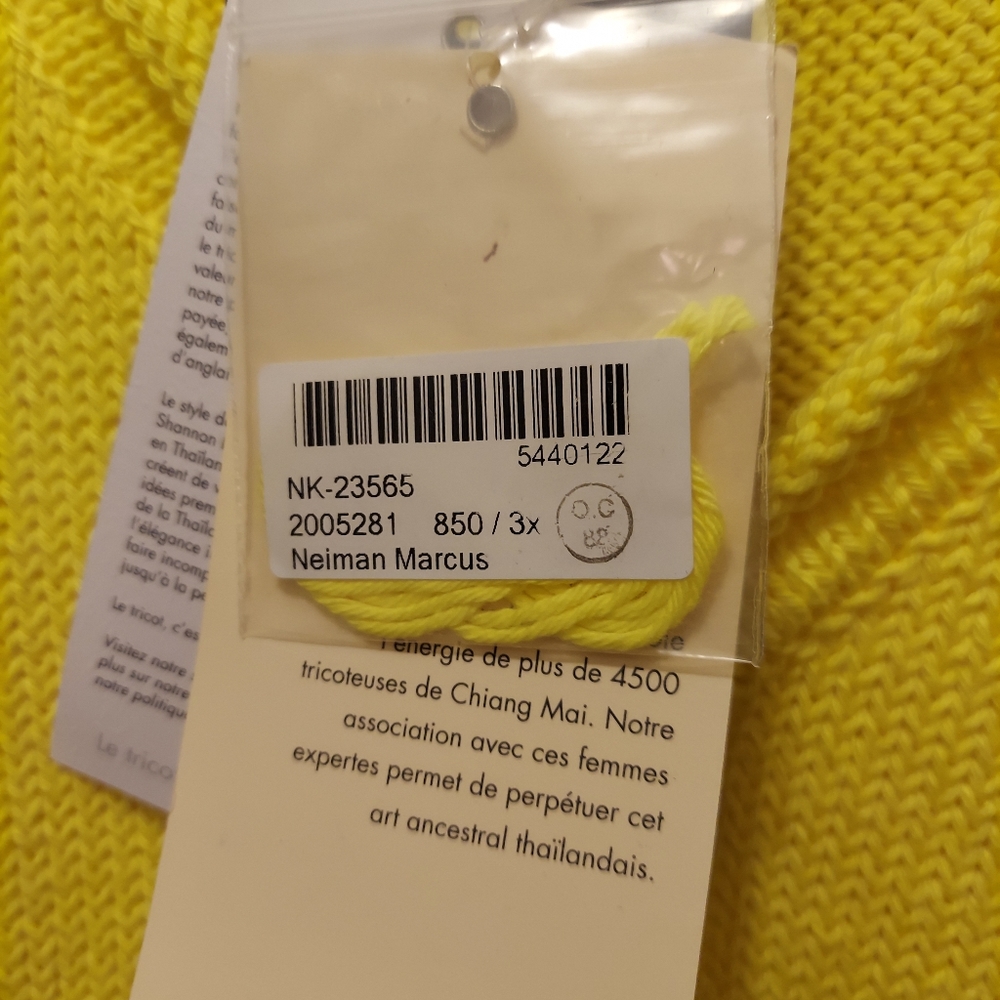 Pure Handknit 100% cotton womans sweater vibrant yellow size 3X - Picture 7 of 12